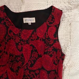 Vintage Studio I Red and Black Paisley Sleeveless Maxi Dress